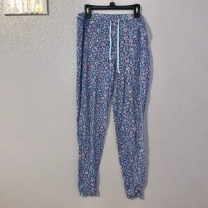 Honeydew blue cheetah print stretchy jogger style pajama pants